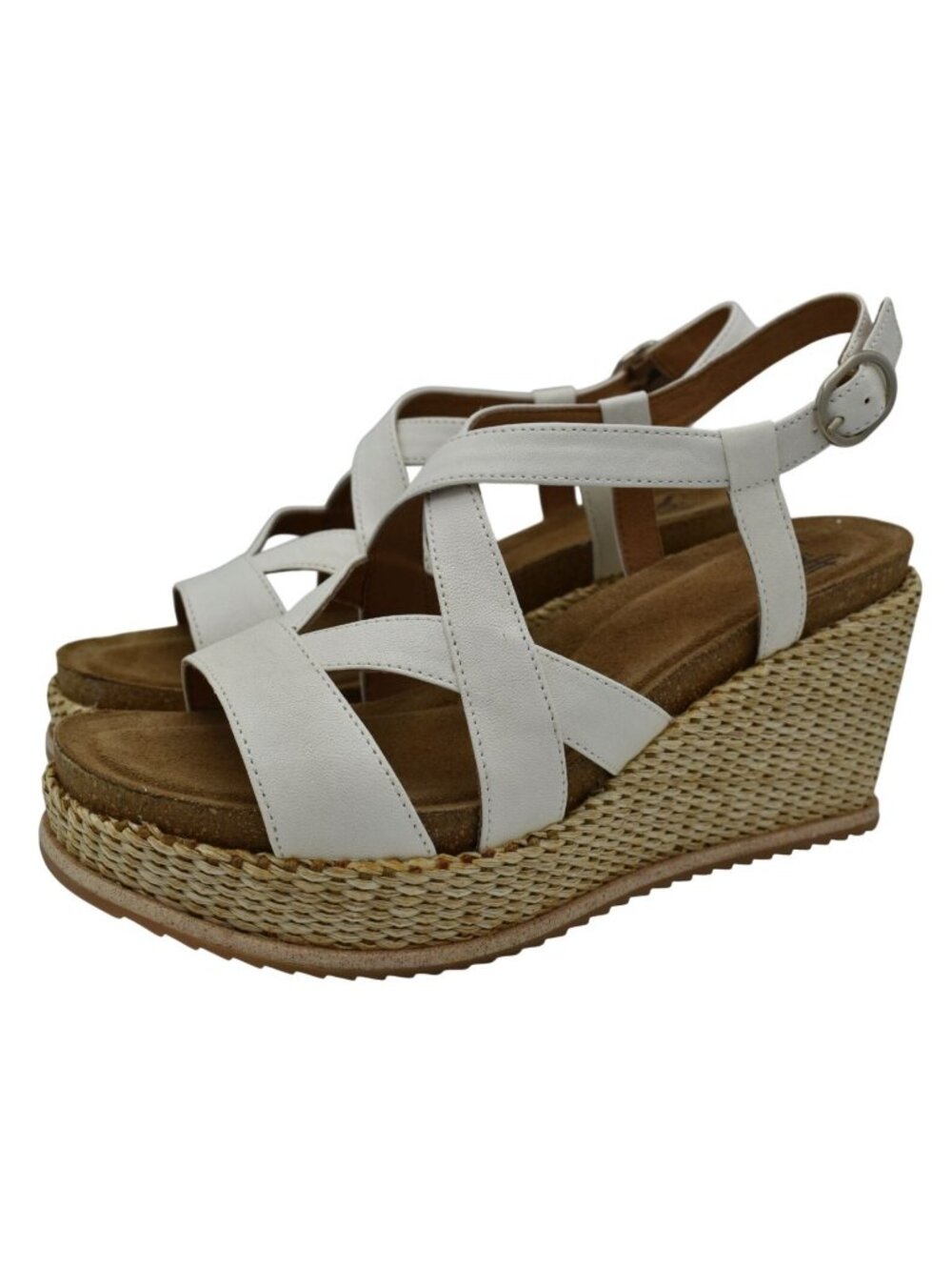 Sofft Womens Size 9.5 Devyn True White Woven Wedge Open Toe Sandals Shoes
